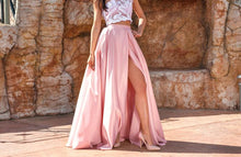 Load image into Gallery viewer, Changed Long Satin Skirt / Long Skirt With Slit / Long Skirt With Pockets / Prom Skirt / Elegant Skirt / Maxi Skirt / Women Skirt / High Waist Skirt