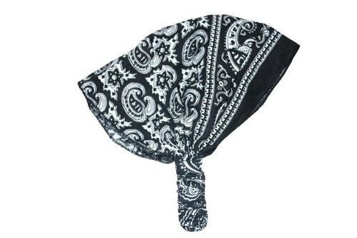 Black Patterned Elastic Bandana