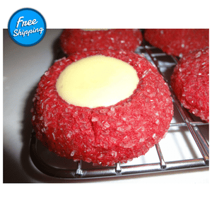 Delicious Homemade Red Velvet Cream Cheese Thumbprint Cookies (30 Cookies)
