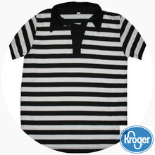 Load image into Gallery viewer, Black and White Striped Polo Shirt
