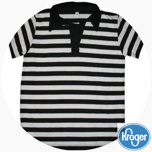 Black and White Striped Polo Shirt