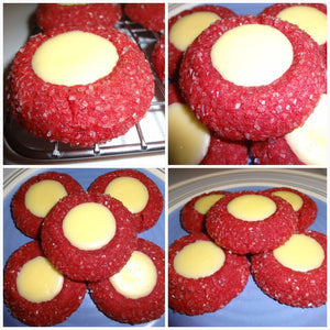 Delicious Homemade Red Velvet Cream Cheese Thumbprint Cookies (30 Cookies) by@Outfy