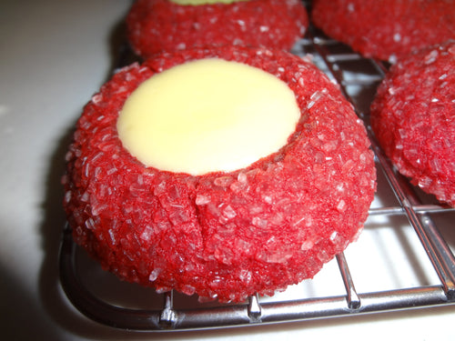 Delicious Homemade Red Velvet Cream Cheese Thumbprint Cookies (30 Cookies)