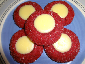 Delicious Homemade Red Velvet Cream Cheese Thumbprint Cookies (30 Cookies)