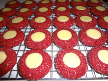 Load image into Gallery viewer, Delicious Homemade Red Velvet Cream Cheese Thumbprint Cookies (30 Cookies)