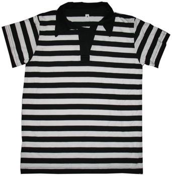 Black and White Striped Polo Shirt